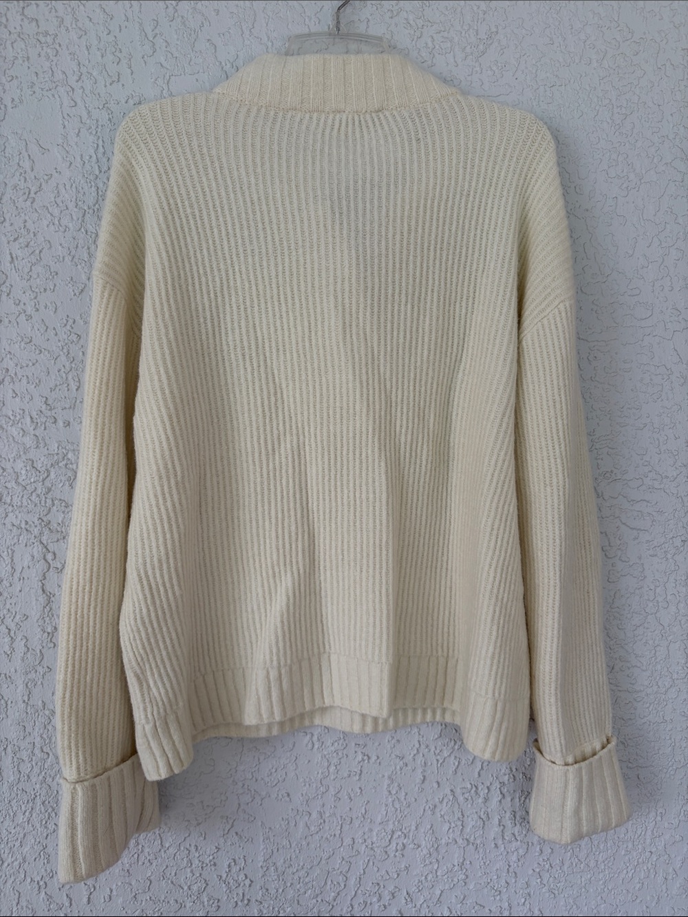 Talbots Cream Ribbed Button-Placket Sweater size LP - Picture 7 of 9
